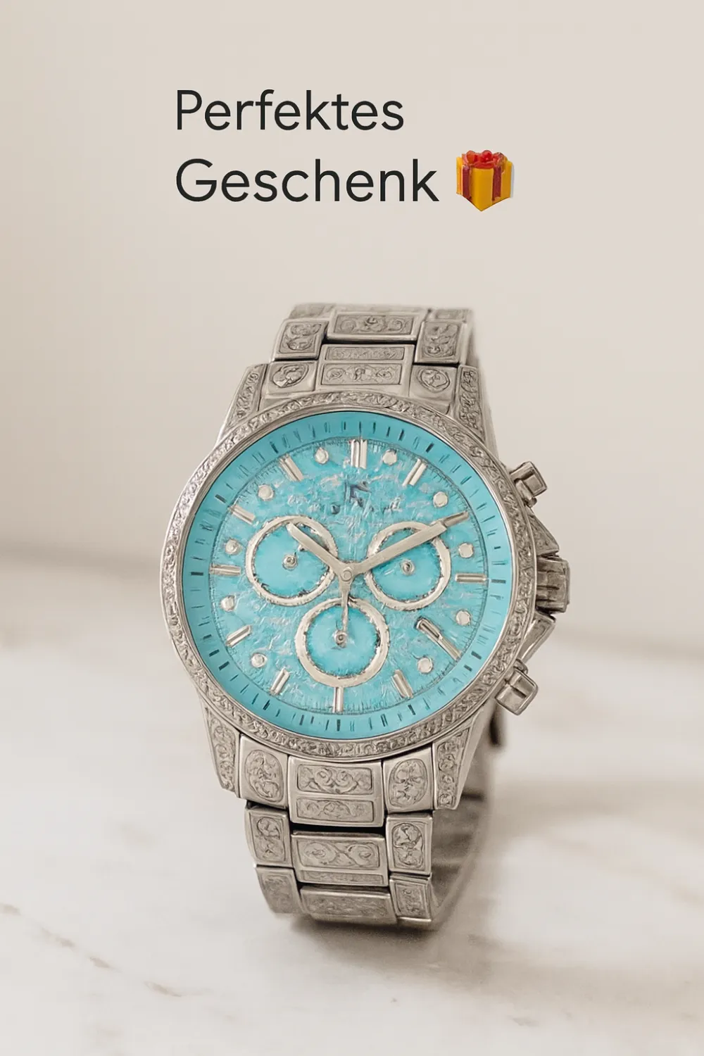 Perfect gift idea: Elegant men's watch with diamonds and blue